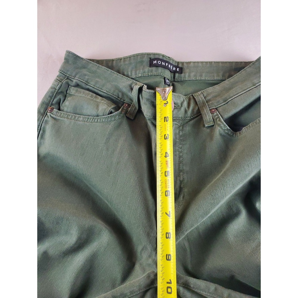 Monfrere Pants Mens 31 Green Army Stretch Performance Zip Pockets Japanese Denim - Picture 16 of 16